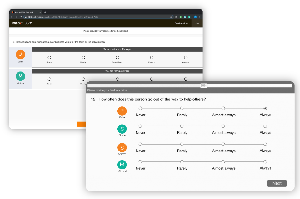 screenshot of Virtual Assessment Center Platform